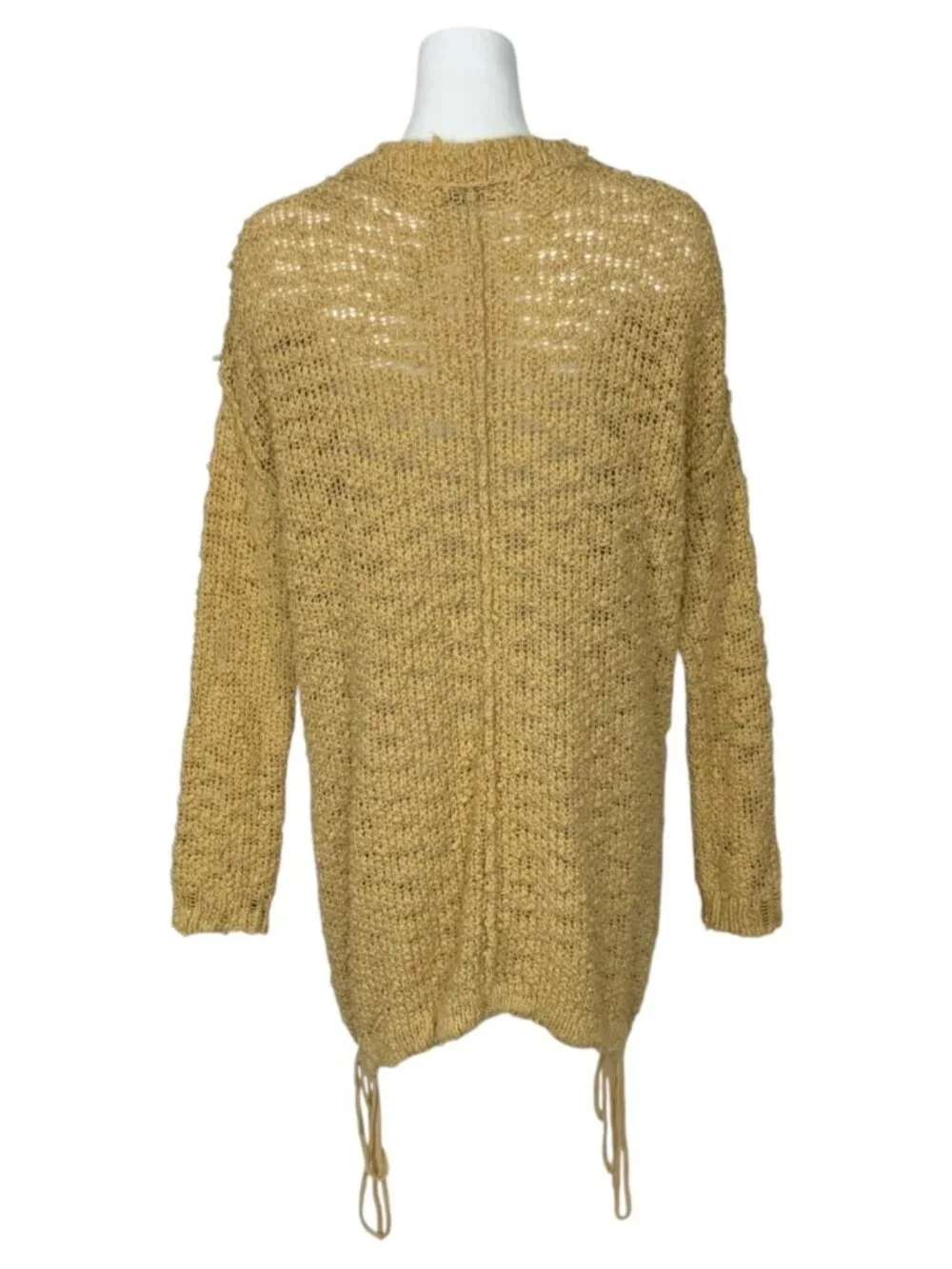 Free People FP Beach Crochet Sweater M Beige Long Sleeve